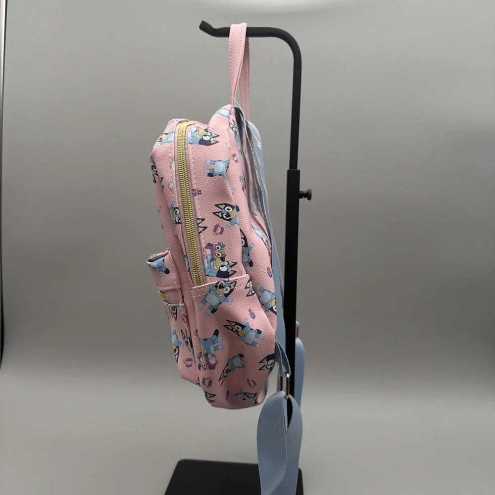 Bluey Kids Mini Pink Backpack With Adjustable Straps and Front Zipper Pocket